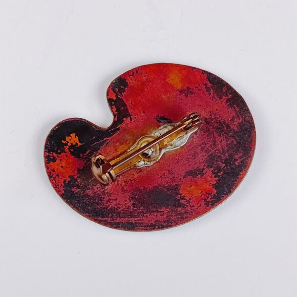 VTG Mid Century Enamel Copper Brooch Modernist Studio Jewelry Frog Cottagecore - Picture 8 of 9